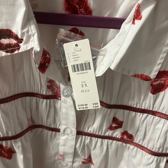 Maeve White and Red Button Down Shirt - Picture 4 of 4